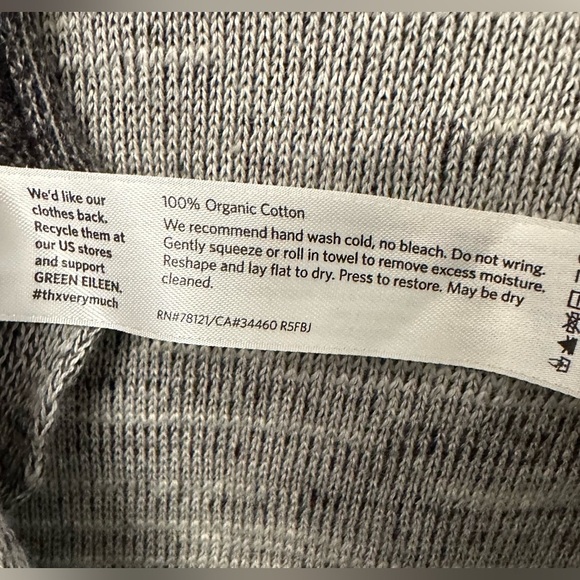 Eileen Fisher Open Front Organic Cotton Cardigan Sweater Charcoal Heather Size M - Picture 4 of 8